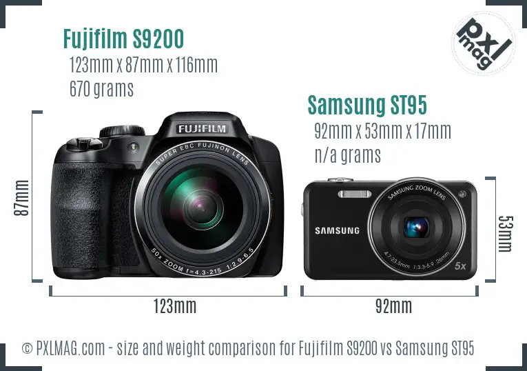 Fujifilm S9200 vs Samsung ST95 size comparison Fujifilm S9200 vs Samsung ST95 size comparison