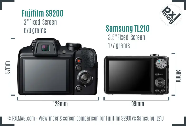 Fujifilm S9200 vs Samsung TL210 Screen and Viewfinder comparison