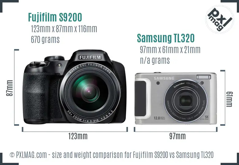 Fujifilm S9200 vs Samsung TL320 size comparison Fujifilm S9200 vs Samsung TL320 size comparison