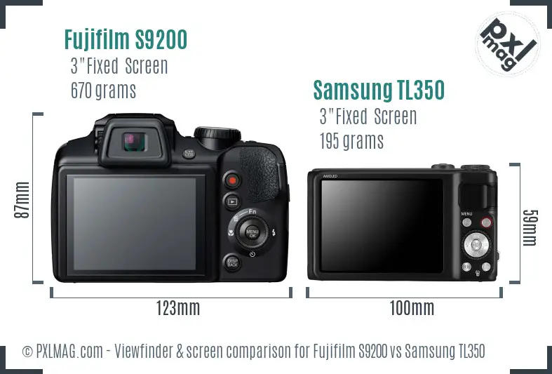 Fujifilm S9200 vs Samsung TL350 Screen and Viewfinder comparison