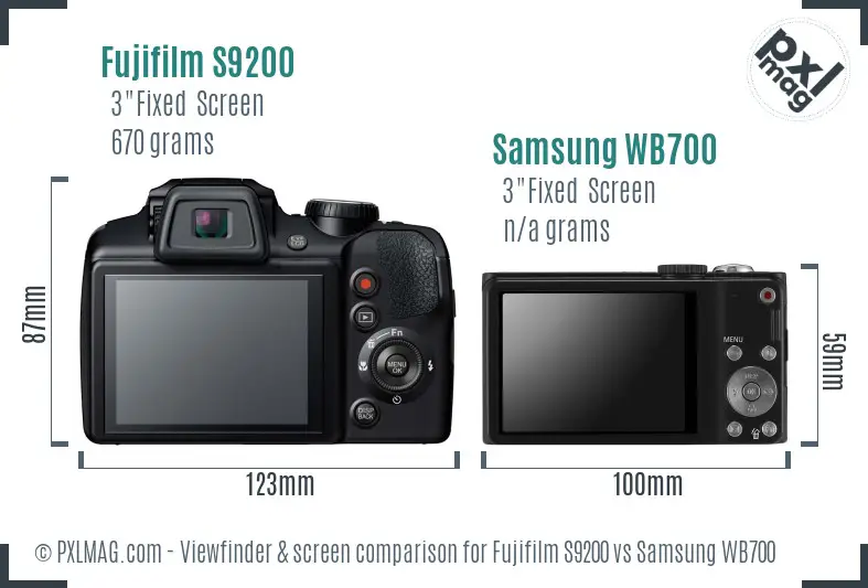 Fujifilm S9200 vs Samsung WB700 Screen and Viewfinder comparison Fujifilm S9200 vs Samsung WB700 Screen and Viewfinder comparison