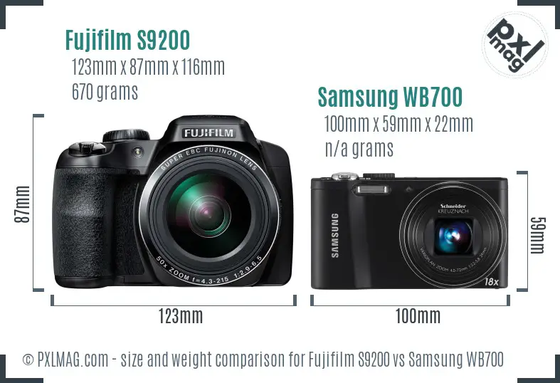 Fujifilm S9200 vs Samsung WB700 size comparison Fujifilm S9200 vs Samsung WB700 size comparison