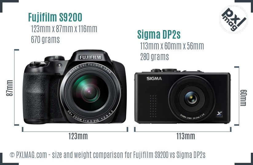 Fujifilm S9200 vs Sigma DP2s size comparison Fujifilm S9200 vs Sigma DP2s size comparison
