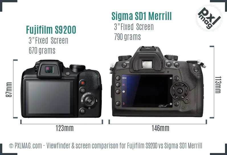 Fujifilm S9200 vs Sigma SD1 Merrill Screen and Viewfinder comparison Fujifilm S9200 vs Sigma SD1 Merrill Screen and Viewfinder comparison