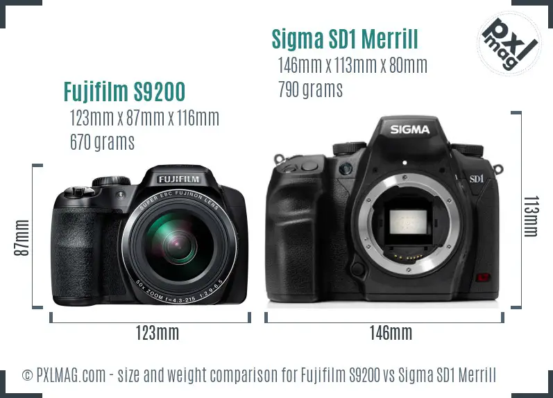 Fujifilm S9200 vs Sigma SD1 Merrill size comparison Fujifilm S9200 vs Sigma SD1 Merrill size comparison