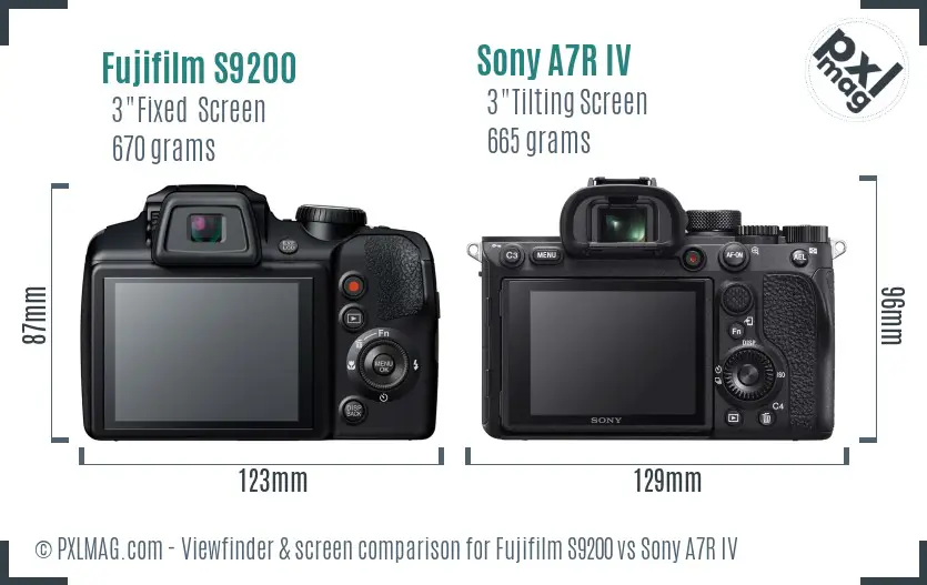 Fujifilm S9200 vs Sony A7R IV Screen and Viewfinder comparison