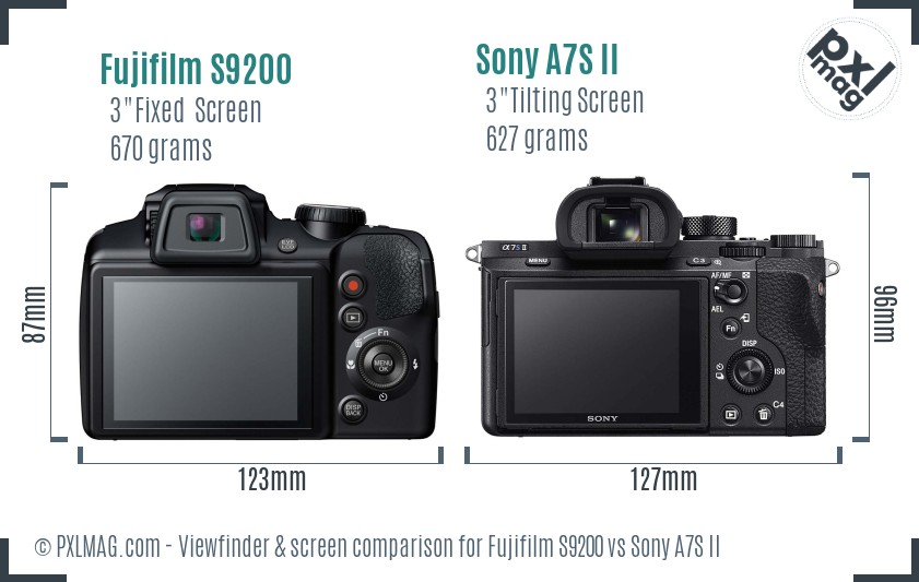 Fujifilm S9200 vs Sony A7S II Screen and Viewfinder comparison