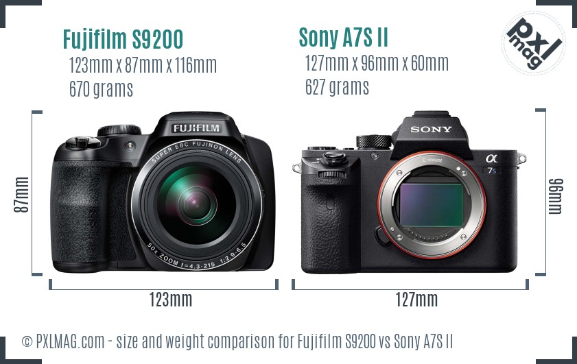 Fujifilm S9200 vs Sony A7S II size comparison Fujifilm S9200 vs Sony A7S II size comparison