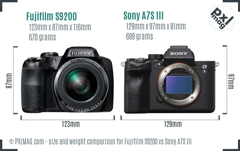 Fujifilm S9200 vs Sony A7S III size comparison Fujifilm S9200 vs Sony A7S III size comparison
