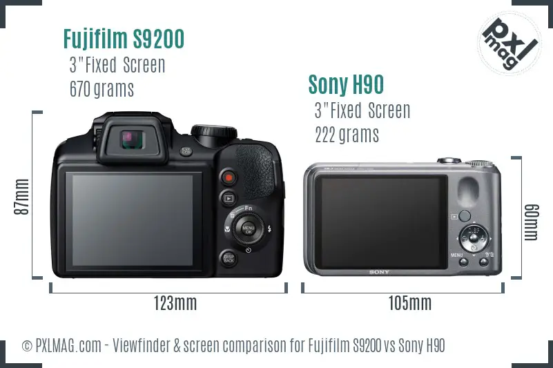 Fujifilm S9200 vs Sony H90 Screen and Viewfinder comparison Fujifilm S9200 vs Sony H90 Screen and Viewfinder comparison