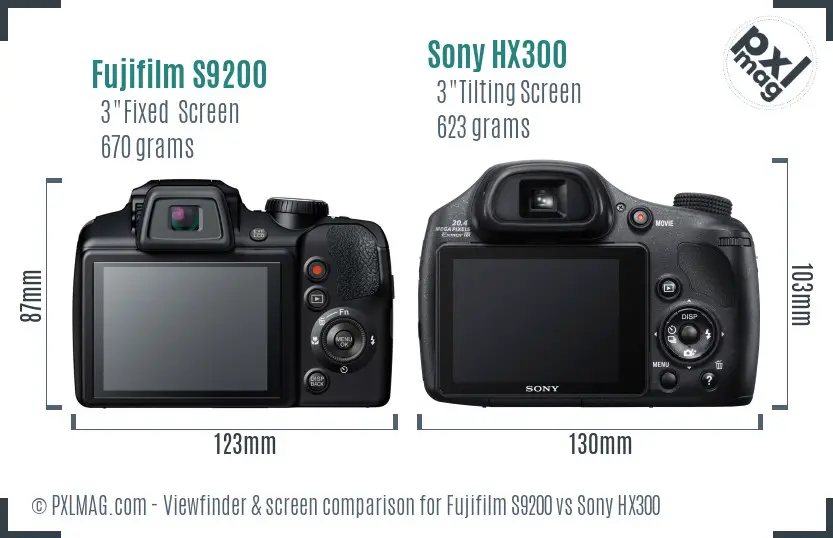 Fujifilm S9200 vs Sony HX300 Screen and Viewfinder comparison