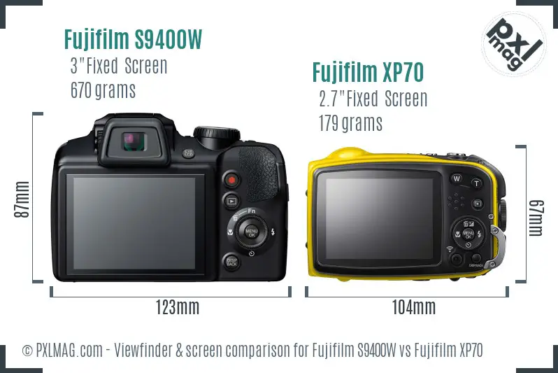 Fujifilm S9400W vs Fujifilm XP70 Screen and Viewfinder comparison