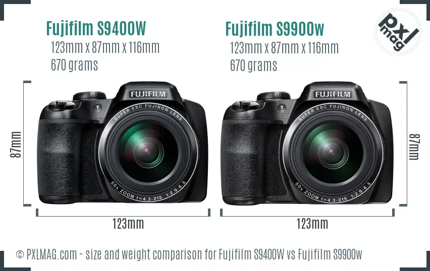 Fujifilm S9400W vs Fujifilm S9900w size comparison