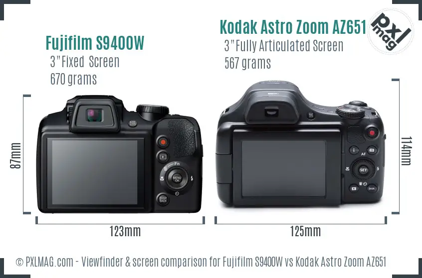 Fujifilm S9400W vs Kodak Astro Zoom AZ651 Screen and Viewfinder comparison Fujifilm S9400W vs Kodak Astro Zoom AZ651 Screen and Viewfinder comparison
