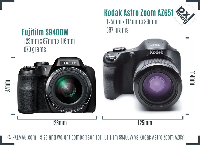 Fujifilm S9400W vs Kodak Astro Zoom AZ651 size comparison Fujifilm S9400W vs Kodak Astro Zoom AZ651 size comparison