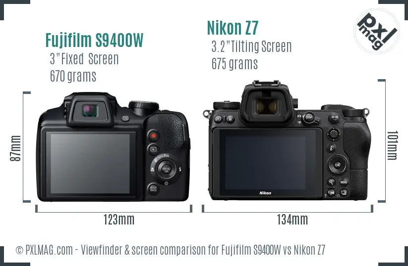 Fujifilm S9400W vs Nikon Z7 Screen and Viewfinder comparison Fujifilm S9400W vs Nikon Z7 Screen and Viewfinder comparison