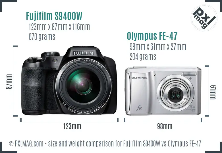 Fujifilm S9400W vs Olympus FE-47 size comparison