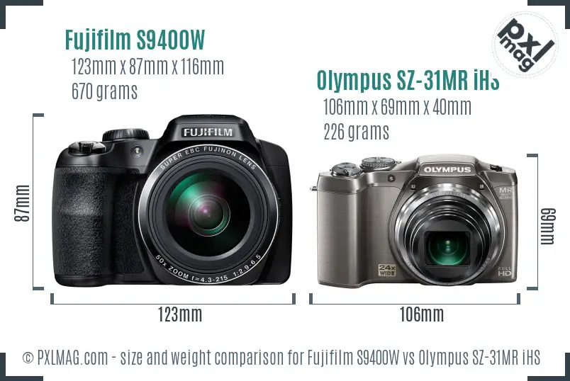 Fujifilm S9400W vs Olympus SZ-31MR iHS size comparison