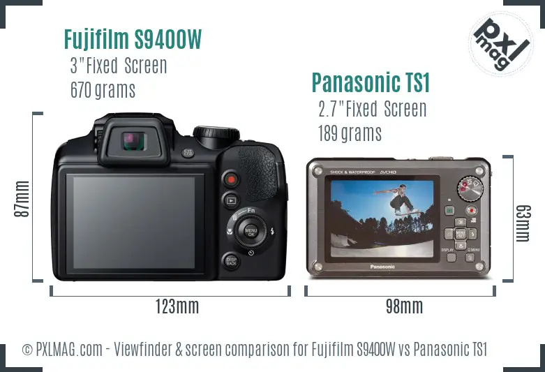 Fujifilm S9400W vs Panasonic TS1 Screen and Viewfinder comparison