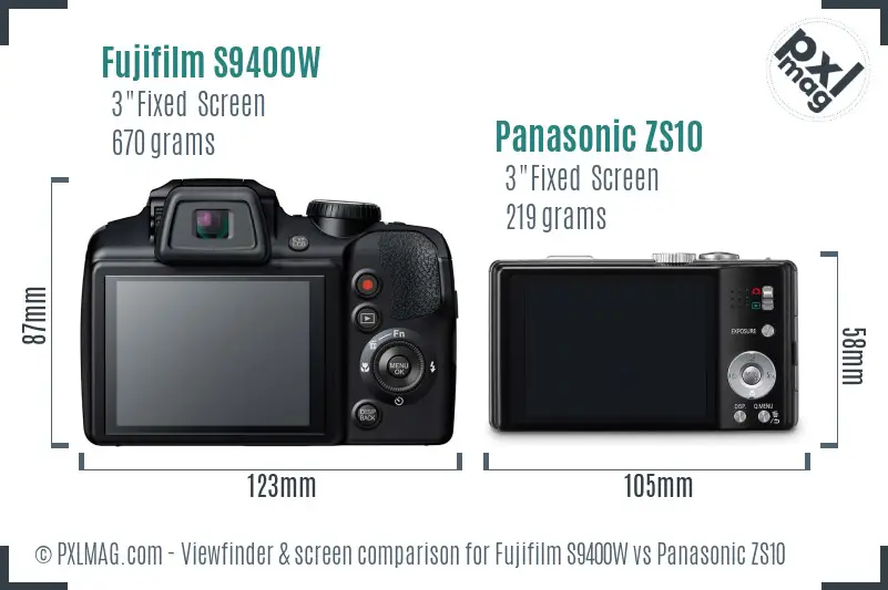 Fujifilm S9400W vs Panasonic ZS10 Screen and Viewfinder comparison Fujifilm S9400W vs Panasonic ZS10 Screen and Viewfinder comparison