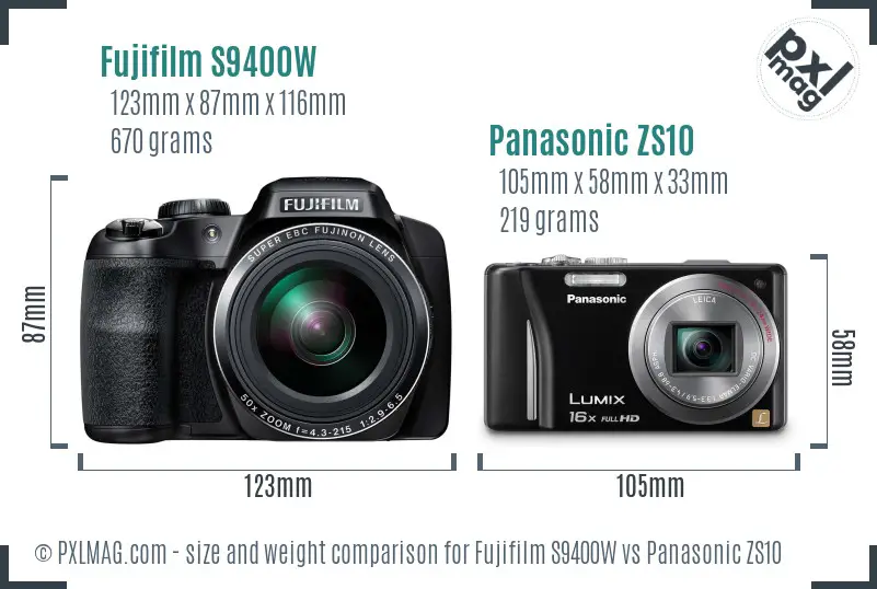 Fujifilm S9400W vs Panasonic ZS10 size comparison Fujifilm S9400W vs Panasonic ZS10 size comparison