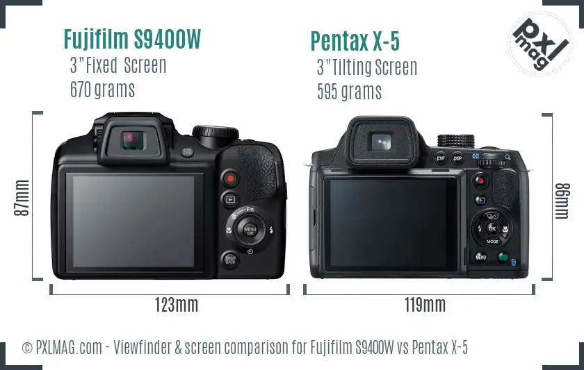 Fujifilm S9400W vs Pentax X-5 Screen and Viewfinder comparison Fujifilm S9400W vs Pentax X-5 Screen and Viewfinder comparison