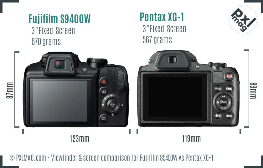Fujifilm S9400W vs Pentax XG-1 Screen and Viewfinder comparison Fujifilm S9400W vs Pentax XG-1 Screen and Viewfinder comparison