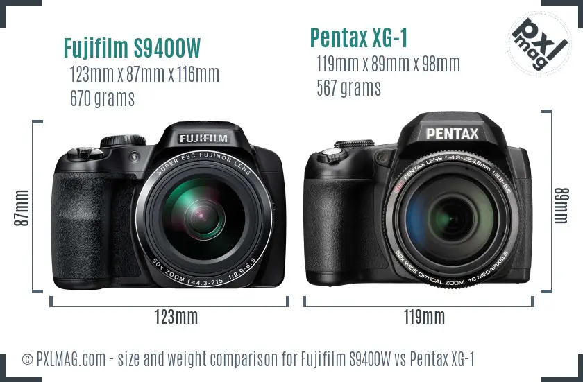 Fujifilm S9400W vs Pentax XG-1 size comparison Fujifilm S9400W vs Pentax XG-1 size comparison