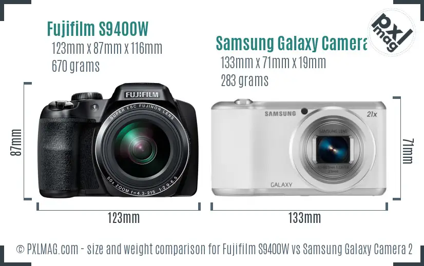 Fujifilm S9400W vs Samsung Galaxy Camera 2 size comparison Fujifilm S9400W vs Samsung Galaxy Camera 2 size comparison