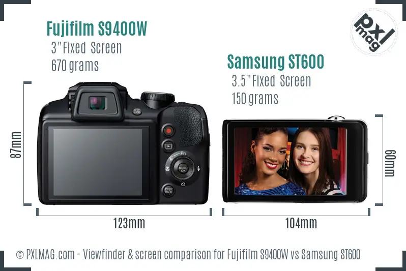 Rear LCD screens on Fujifilm S9400W and Samsung ST600
