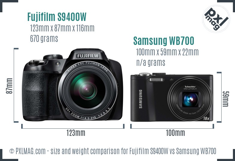 Fujifilm S9400W vs Samsung WB700 size comparison Fujifilm S9400W vs Samsung WB700 size comparison