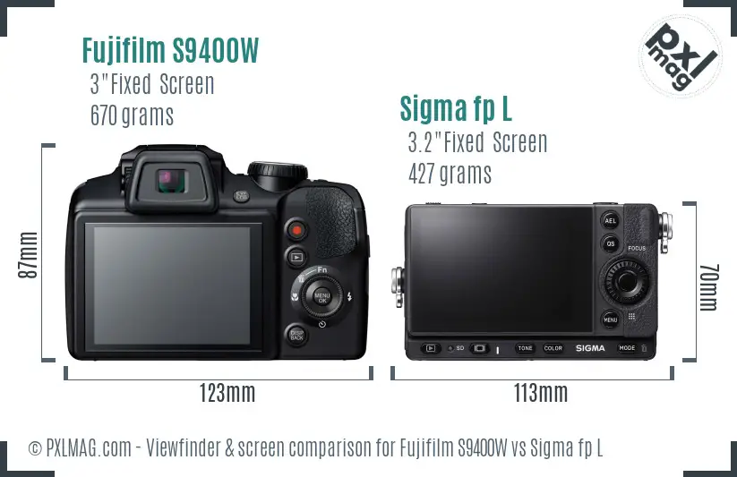 Fujifilm S9400W vs Sigma fp L Screen and Viewfinder comparison Fujifilm S9400W vs Sigma fp L Screen and Viewfinder comparison