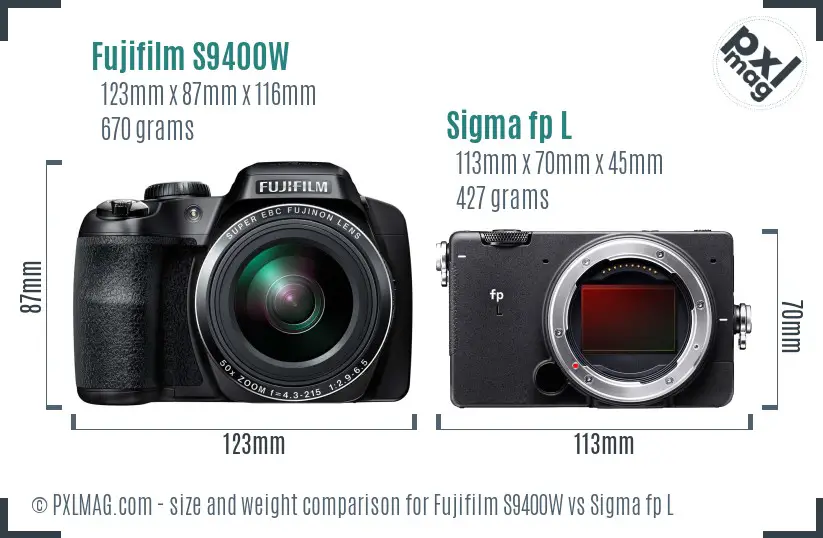 Fujifilm S9400W vs Sigma fp L size comparison Fujifilm S9400W vs Sigma fp L size comparison