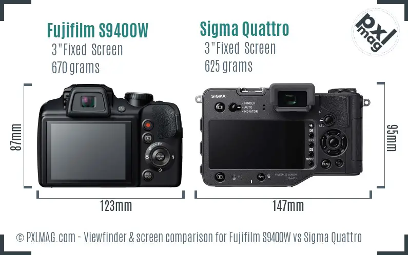 Fujifilm S9400W vs Sigma Quattro Screen and Viewfinder comparison