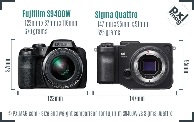 Fujifilm S9400W vs Sigma Quattro size comparison