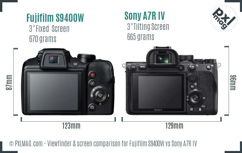 Fujifilm S9400W vs Sony A7R IV Screen and Viewfinder comparison