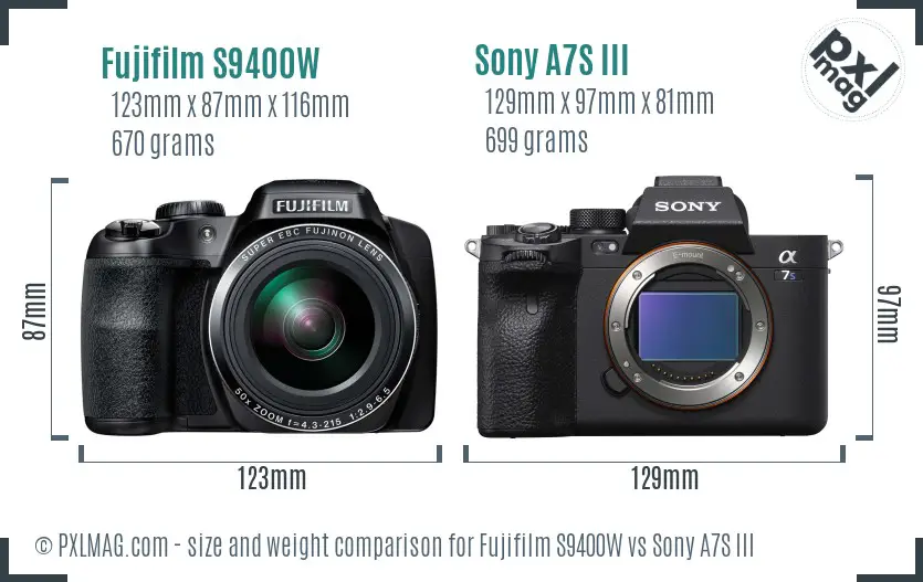 Fujifilm S9400W vs Sony A7S III size comparison Fujifilm S9400W vs Sony A7S III size comparison