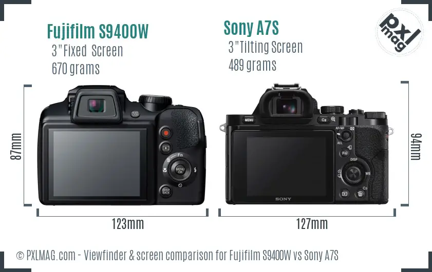 Fujifilm S9400W vs Sony A7S Screen and Viewfinder comparison