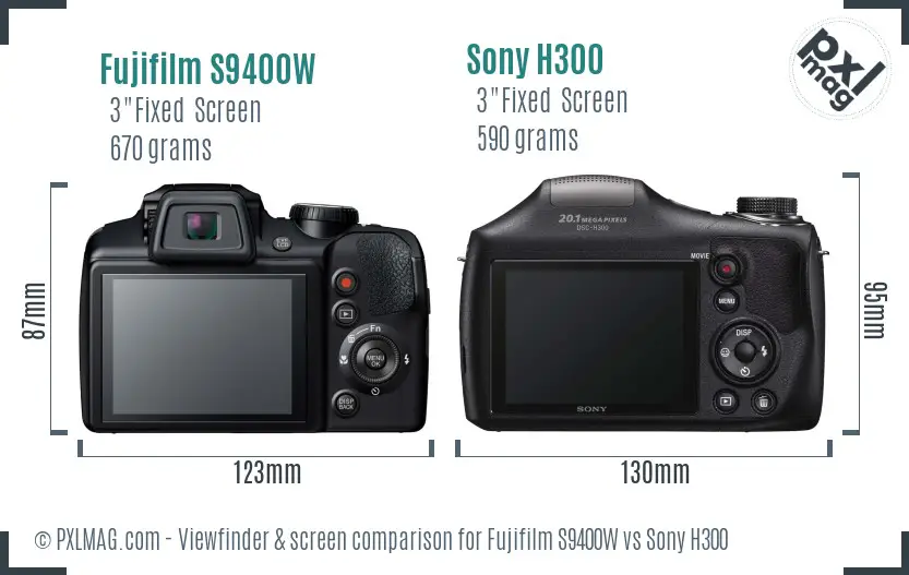 Fujifilm S9400W vs Sony H300 Screen and Viewfinder comparison
