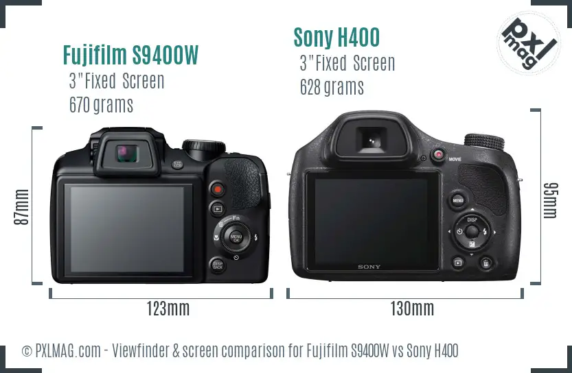 Fujifilm S9400W vs Sony H400 Screen and Viewfinder comparison