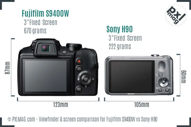 Fujifilm S9400W vs Sony H90 Screen and Viewfinder comparison Fujifilm S9400W vs Sony H90 Screen and Viewfinder comparison