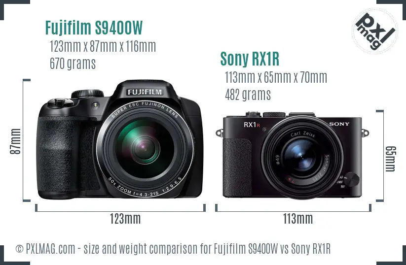 Fujifilm S9400W vs Sony RX1R size comparison