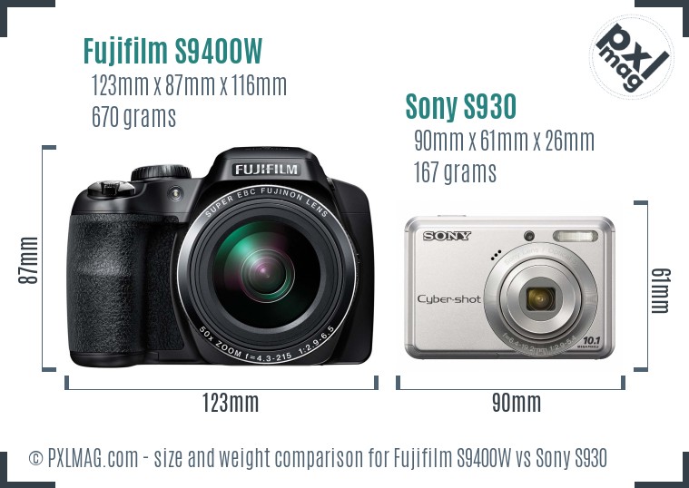 Fujifilm S9400W vs Sony S930 size comparison Fujifilm S9400W vs Sony S930 size comparison