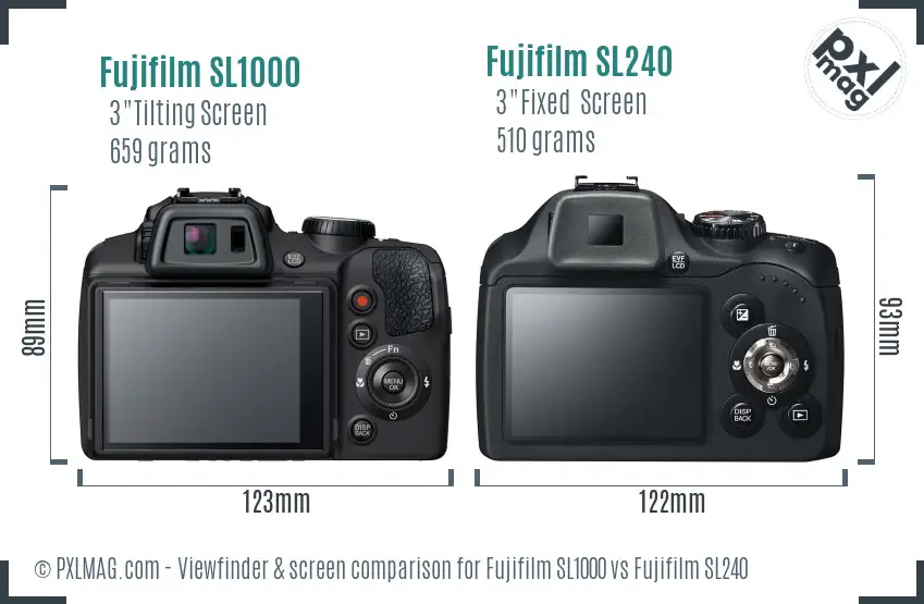 Fujifilm SL1000 vs Fujifilm SL240 Screen and Viewfinder comparison