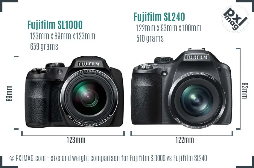 Fujifilm SL1000 vs Fujifilm SL240 size comparison