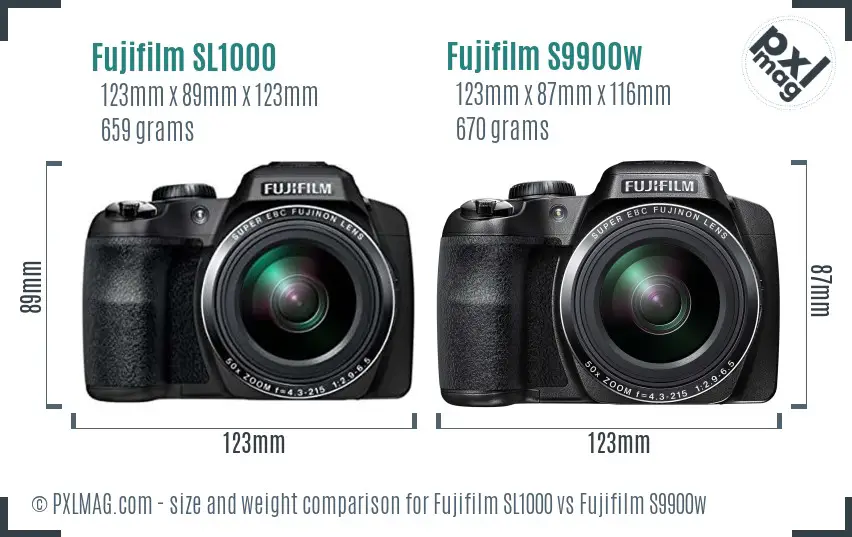 Fujifilm SL1000 vs Fujifilm S9900w size comparison
