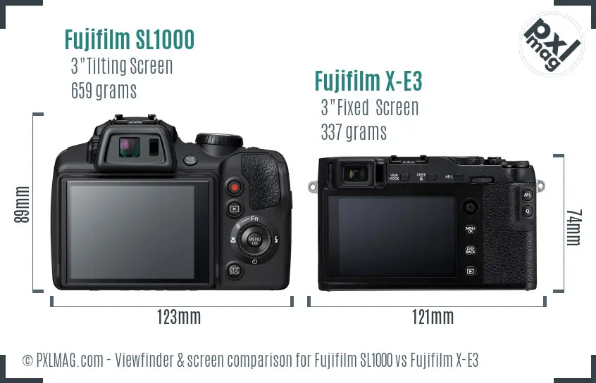 Fujifilm SL1000 vs Fujifilm X-E3 Screen and Viewfinder comparison