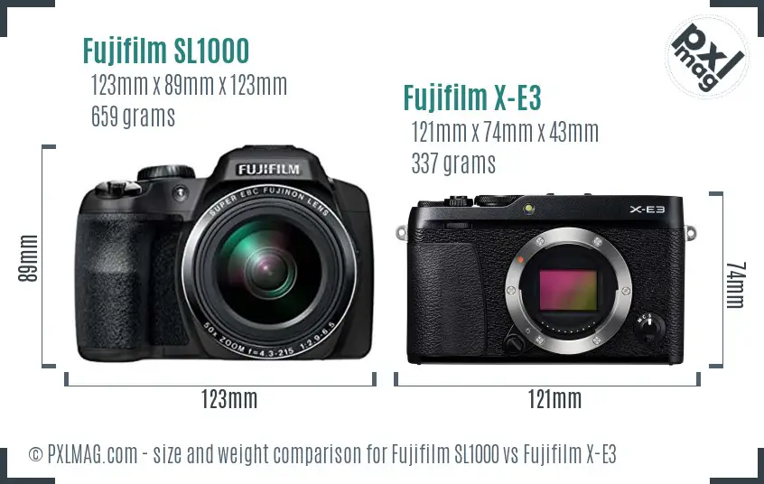 Fujifilm SL1000 vs Fujifilm X-E3 size comparison