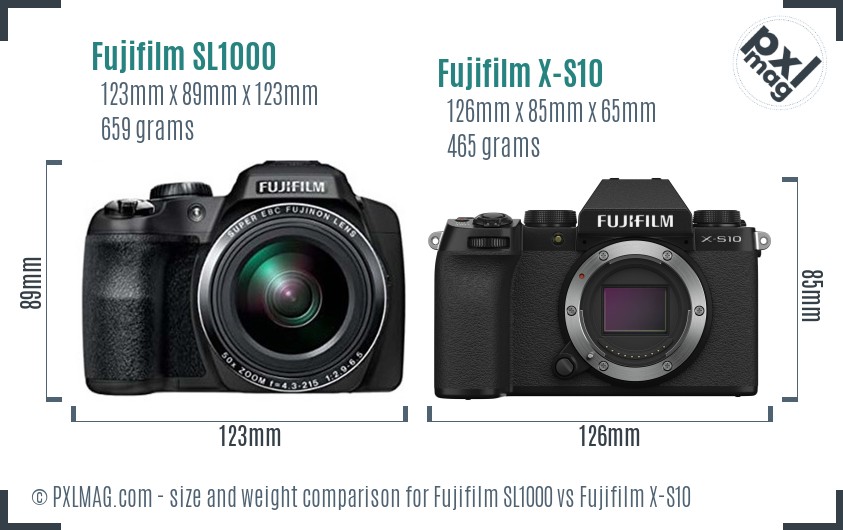 Fujifilm SL1000 vs Fujifilm X-S10 size comparison Fujifilm SL1000 vs Fujifilm X-S10 size comparison