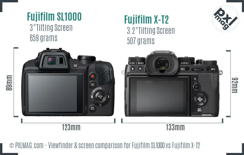 Fujifilm SL1000 vs Fujifilm X-T2 Screen and Viewfinder comparison